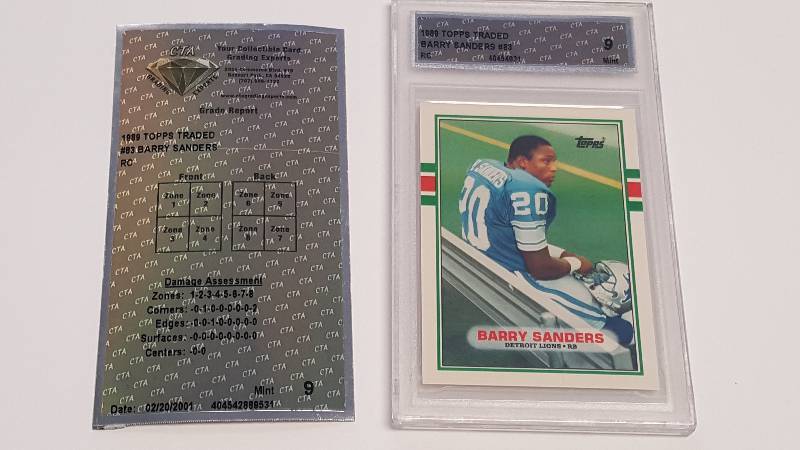 lot 1170 image: Barry Sanders 1989 Topps Traded Graded Rookie Football Card Lions HOF