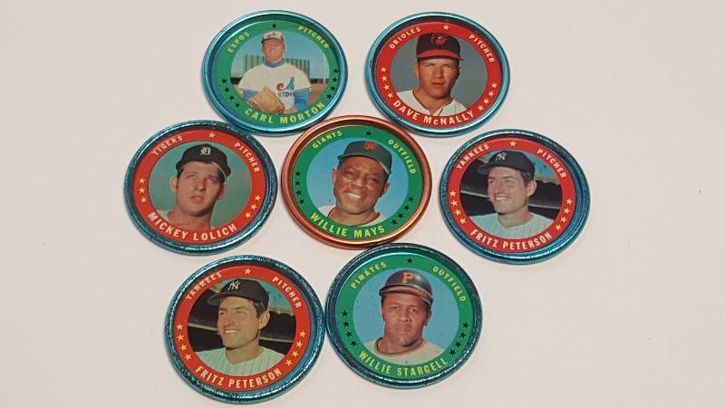 lot 1173 image: 1969 Topps Vintage Coin Lot of 7 w Willie Mays & Willie Stargell