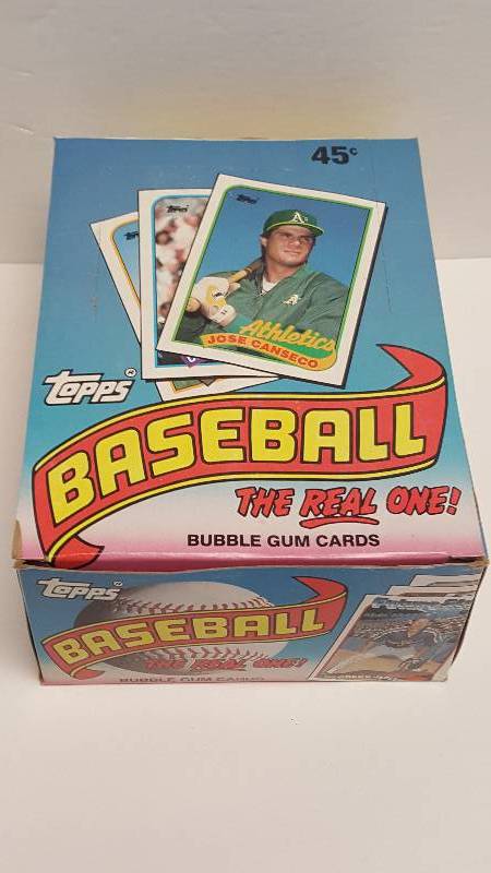 lot 1175 image: 1989 Topps Baseball Unopened Wax Pack Box 36 Total w Randy Johnson Rookie & Gum