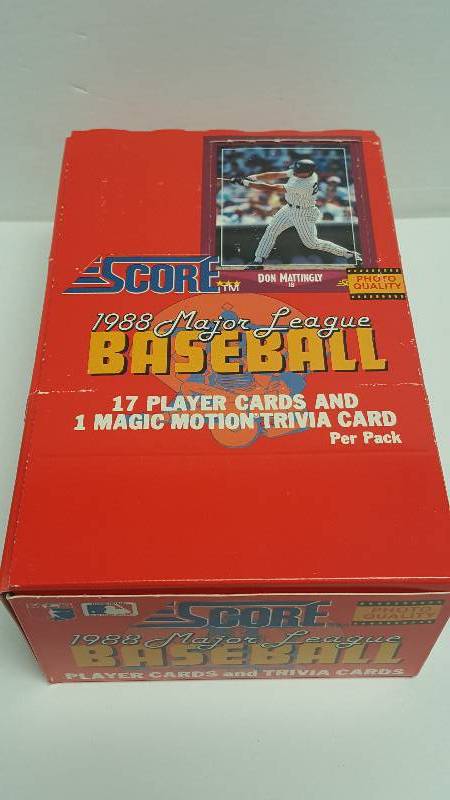 lot 1182 image: 1988 Score Baseball Unopened Wax Pack Box 36 Total w Rookies & All-Stars