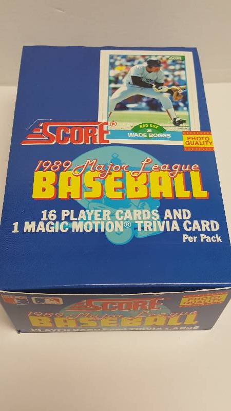 lot 1183 image: 1989 Score Baseball Unopened Wax Pack Box 36 Total w Rookies & All-Stars
