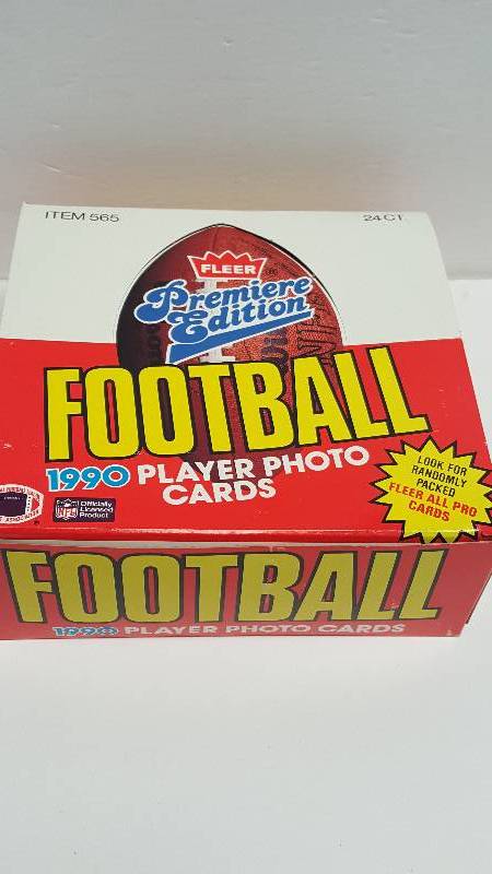 lot 1187 image: 1990 Fleer Football Unopened Jumbo Wax Pack Box 24 Total w HOF All-Pro Inserts