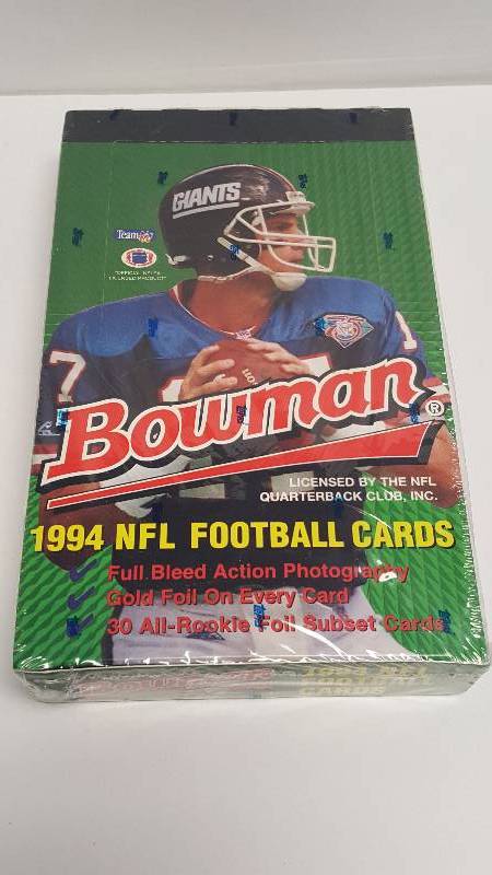 lot 1188 image: 1994 Bowman Football Unopened Wax Pack Box 24 Total w All-Rookie Foil Inserts