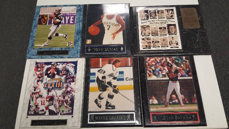 lot 1197 image: Lot of 8 Sports Plaques 13 x 10 Wayne Gretzky Denver Broncos Roy Williams & More.