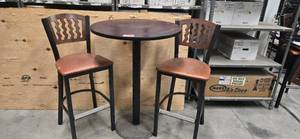 lot 12337 image: Bar Height Table with (2) Bar Height Chairs