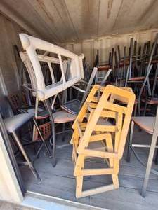 lot 12400 image: Unit of Dining Room Chairs Wooden High Chairs Round Table