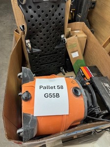 lot 58 image: G55b - Pallet of Items - Return tools, parts, miscellaneous, salvage, etc. Must load or have we can forklift to truck.
