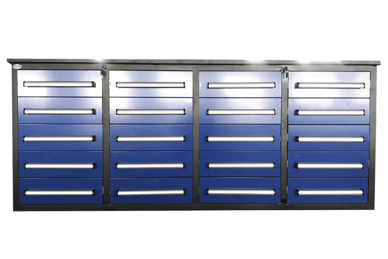 lot 1141A image: Unused 2024 Steelman 7FT-20D Blue Work Bench with 20 Drawers
