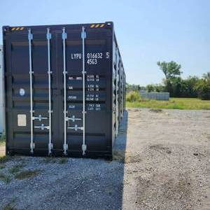 lot 750 image: One Way Use, 40Ft Storage Container, Black, 3 Door Sides