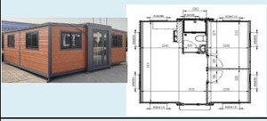 lot 751 image: Foldable House  19x20Ft, Double Glazing, Fire-Resistant, 2 Bedrooms, 1 Washroom, 1 Kitchen, Cladding Exterior