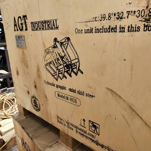lot 3282 image: Unused AGT Wood Grabber for 1 Ton Mini Skid Steer  M-HGB