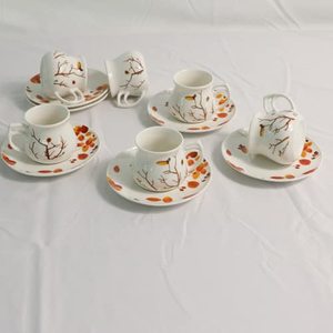 lot 18366 image: GuangYang 12 Pieces Fine Porcelain Espresso Cups and Saucers-,set of 6,2.5 oz,One Shot Espresso Cup for 6 Person,Antumn Leaves Parttern