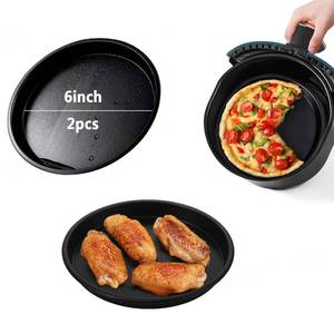lot 18388 image: LBSAHETC Carbon Steel Air Fryer pan, Nonstick Coating Air Fryer egg Pans, Replacement of Flammable Baking Parchment, Pizza Pan For Air Fryer and Oven Accessories (6-2pcs)