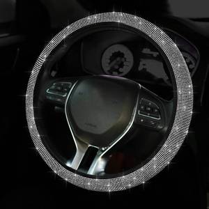 lot 18399 image: Bling Car Steering Wheel Cover, Crystal Rhinestone Steering Wheel Cover Universal, 15 Inch Car Steering Wheel Protector for Women or Girls, Easy Installation and Cleaning (Silver White)
