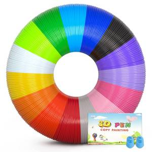 lot 18403 image: YEETIN 3D Pen Filament Refills 15 Colors, 16 ft per Color Total 240 ft, 1.75 mm PLA Compatible with SCRIB3D MYNT3D 3D Pen Comes with 2 Finger Caps & 3D Pen Template Book 3D Pen NOT Include