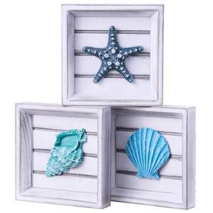 lot 18413 image: LODOCAVE Blue Seashell Starfish Coastal Wall Decor(6.3x6.3),3D Art Beach Theme Decorations for Home, Bathroom  Bedroom. Ocean Decorating Sets for Seashore House, It Best Gifts for Beach Lovers.