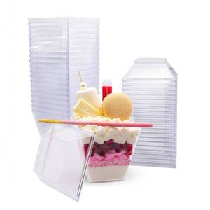 lot 18420 image: Mini 20 Pack Small 8oz Pyramid Cup Plastic Dessert Cups with Lids Professional-Grade Recyclable Disposable Party Cups Small Plastic Serving Cups CMJJ