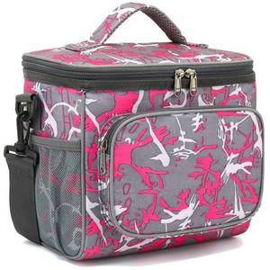 lot 18428 image: FlowFly Insulated Reusable Lunch Bag Adult Large Lunch Box for Women and Men with Adjustable Shoulder Strap,Front Zipper Pocket and Dual Large Mesh Side Pockets,Graffiti