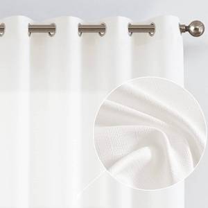 lot 18432 image: jinchan Curtains Linen Textured Casual Weave Curtain for Living Room 84 Inches Long Grommet Top Light Filtering Window Drapes Panels for Bedroom White 2 Panels Curtains