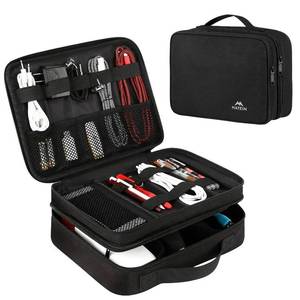 lot 18464 image: MATEIN Electronics Organizer Travel Case, Water Resistant Cable Organizer Bag for Travel Essentials, Tech Gifts for Men, Storage Bag as Accessories for Phone, Cord, iPad, Black
