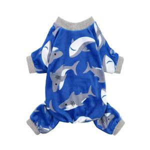 lot 18476 image: Fitwarm Shark Dog Pajamas, Dog Clothes for Small Dogs Girl Boy, Pet Onesie with Feet, Doggy Outfit, Lightweight Velvet, Royal Blue, Medium