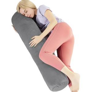 lot 18484 image: 1 MIDDLE ONE Body Pillow for Adults, Bolster Pillow with Removable Velvet Cover, Long Round Cervical Roll Pillow, 47�� x 7.87��, Grey