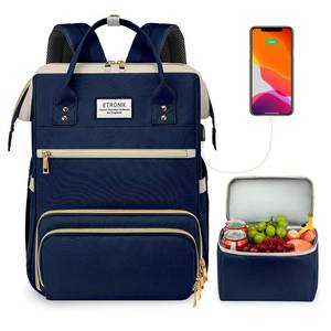 lot 18490 image: ETRONIK Lunch Backpack for Women, 15.6 Inch Laptop Backpack with USB Port, Stylish Nurse Backpack Teacher Work Bag with Insulated Cooler Lunch Box for Women MenTravel, Blue