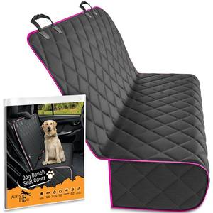 lot 18502 image: Active Pets Fabric Car Bench Dog Seat Cover for Back Seat, Waterproof Vehicle Seat Covers, Durable Scratch Proof Nonslip, Protector for Pet Fur & Mud, Washable - Pink