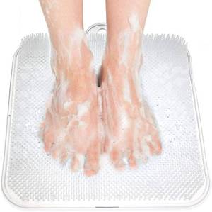 lot 18533 image: Newthinking Shower Foot Scrubber Cleaner Massager, Exfoliating Feet Massager Spa with Suction Cup Improves Foot Circulation & Reduces Foot Pain (Clear)