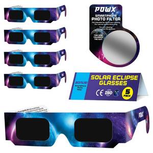 lot 18541 image: Solar Eclipse Glasses AAS Approved 2024, (5-Pack) CEISO Certified Solar Eclipse Viewing Glasses, Bonus Smartphone Photo Filter