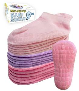 lot 18547 image: Simply Kids Toddler Socks with Grippers, Anti Slip, Ankle Grip - For Boys & Girls 1-3 Years, Girls - 9 Pairs