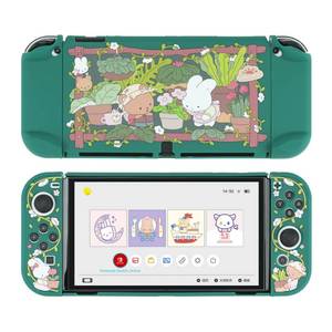 lot 18549 image: GeekShare Protective Case Slim Cover Case Compatible with Nintendo Switch OLED and Joy-Con - Shock-Absorption and Anti-Scratch Skin Case for OLED Switch - Bunny Garden