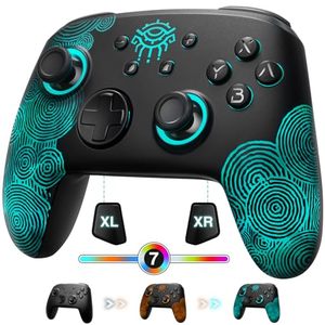 lot 18551 image: FUNLAB Firefly� Luminous Pattern Switch Pro Controller Wireless Compatible with Nintendo SwitchOLEDLite, Bluetooth Remote Gamepad with 7 LED ColorsNFCPaddleTurboMotion Control