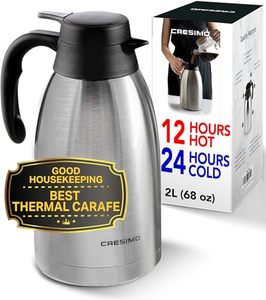 lot 18369 image: Thermal Coffee Carafe 68oz  2L - 12 Hours Hot Beverage Dispenser, Insulated Stainless Steel Carafe for Hot Liquids, Coffee Carafes For Keeping Hot Coffee Dispenser for Parties -Large Tea Carafe Flask