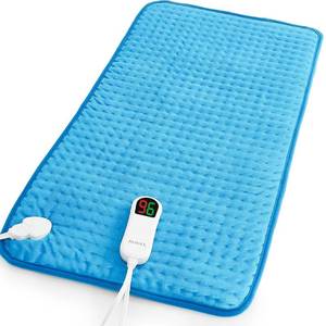lot 18372 image: Extra Large Heating Pad for Back Pain Relief & Cramps - King Size heat pad 17 x 33 with 10 heat settings 6 timer Auto Shut Off - Upgrade Hot Pad XXXL Washable Blue
