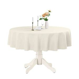 lot 18389 image: Romanstile Round Waterproof Tablecloth, Stain Resistant Washable Table Cloths Wrinkle Free Polyester Table Covers for Kitchen Dining Party Wedding Indoor and Outdoor - Ivory, 90 Inch