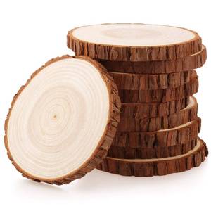 lot 18582 image: Fuyit Unfinished Wood Slices for Centerpieces, 10Pcs 4.7-5.1 Inch Natural Wooden Round Discs with Bark for Rustic DIY Crafts, Table Base, Wedding Decoration