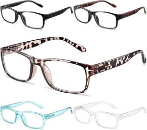 lot 18586 image: Gaoye 5-Pack Reading Glasses Blue Light Blocking,Spring Hinge Readers for Women Men Anti Glare Filter Lightweight Eyeglasses (#5-Pack Mix Color, 3.5)