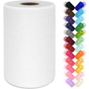 lot 18591 image: White Tulle Fabric Rolls 6 Inch by 100 Yards (300 ft) Tulle Ribbon Netting Spool for Tutu Skirt Wedding Baby Shower Birthday Party Decorations Halloween DIY Crafts Gift Wrapping, (White)