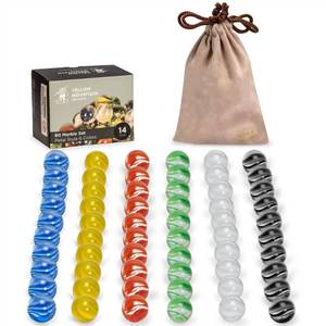 lot 18402 image: Yellow Mountain Imports 60 Pieces Translucent Chinese Checkers Glass Marbles with Petal Design - 14 Millimeters