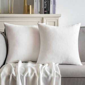 lot 18415 image: MIULEE Pack of 2 Pure White Decorative Pillow Covers 20x20 Inch Soft Chenille Couch Throw Pillows Farmhouse Cushion Covers for Home Decor Sofa Bedroom Living Room