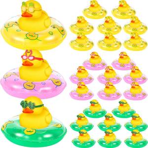 lot 18630 image: 24 Pcs Summer Beach Rubber Ducks Hawaii Rubber Duckies 2 Inch Large Rubber Ducks for Kids Swimming Pool Toys for Birthday Party Gifts Baby Shower Bath Decoration, Summer Beach and Pool Activity