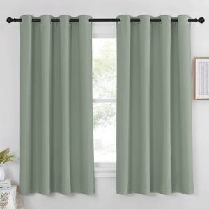 lot 18446 image: NICETOWN Blackout Sage Green Curtain & Drape for Bedroom - Grommet Top Thermal Insulated Room Darkening Energy Saving Privacy Drapes for Living Room, 1 Piece, W52 x L63