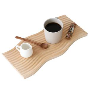 lot 18633 image: Enkrio Wood Serving Tray Decorative Tray Wood Trays Wooden Breakfast Tray Kitchen Serving Tray Wave Shape Cheese Board for Bread Meat Vegetables Wooden Tray for Home Bathroom Coffee Table Decor