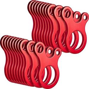 lot 18642 image: SATINIOR 20 Pieces Aluminum Alloy Guyline Cord Adjuster Tent Tensioners Rope Adjuster Tent Rope Adjusters for Outdoor Camping Hiking, Red (Snail Style)