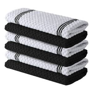 lot 18459 image: Infinitee Xclusives Premium Kitchen Towels � Pack of 6, 100% Cotton 15 x 25 Inches Absorbent Dish Towels - Tea Towels, Terry Kitchen Dishcloth Towels- Black Dish Cloth for Household Cleaning