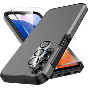 lot 18655 image: 3 in 1 for Galaxy A15 5G Case with Tempered Glass Screen Protector  Camera Lens Protector,Samsung Galaxy A15 5G Case,Silicone Durable Armor for Samsung Galaxy A15 5G Phone Case (Metallic Grey)