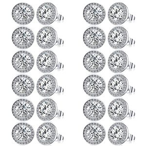 lot 18470 image: Bonuci 12 Pairs Dance Earrings Rhinestone Clip on Earrings Silver Crystal Round Stud Earrings Jewelry for Women (Ear Stud)