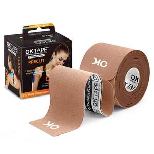 lot 18477 image: OK TAPE Precut Kinesiology Tape Athletic Tape,20 Count, 2in x 16ft, Latex Free Elastic Bandage,1 Roll, Beige
