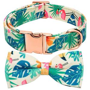 lot 18511 image: Thankspaw Adjustable Bow Tie Dog collar Printed Cute Patterns Spring Summer Soft Pet Collars for Small Medium Large Boy or Girl Dogs